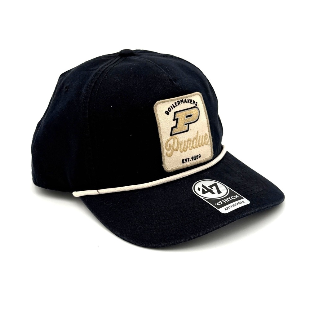 Purdue Boilermakers NCAA '47 Brand Hitch Rope Hat Adjustable Patch Hat Cap NEW